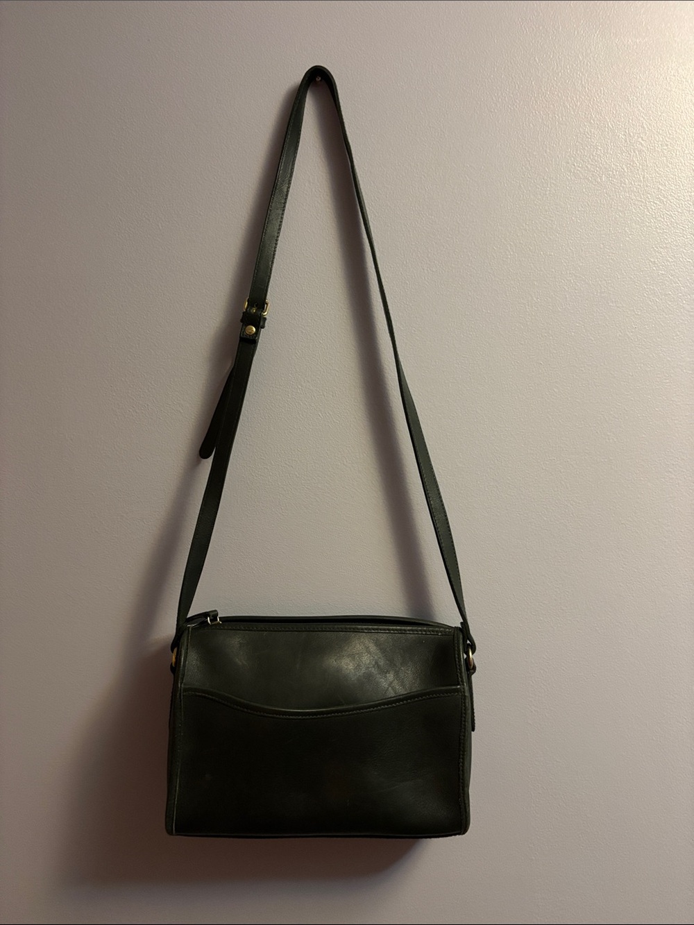 Classic Dark Green Leather Crossbody Bag